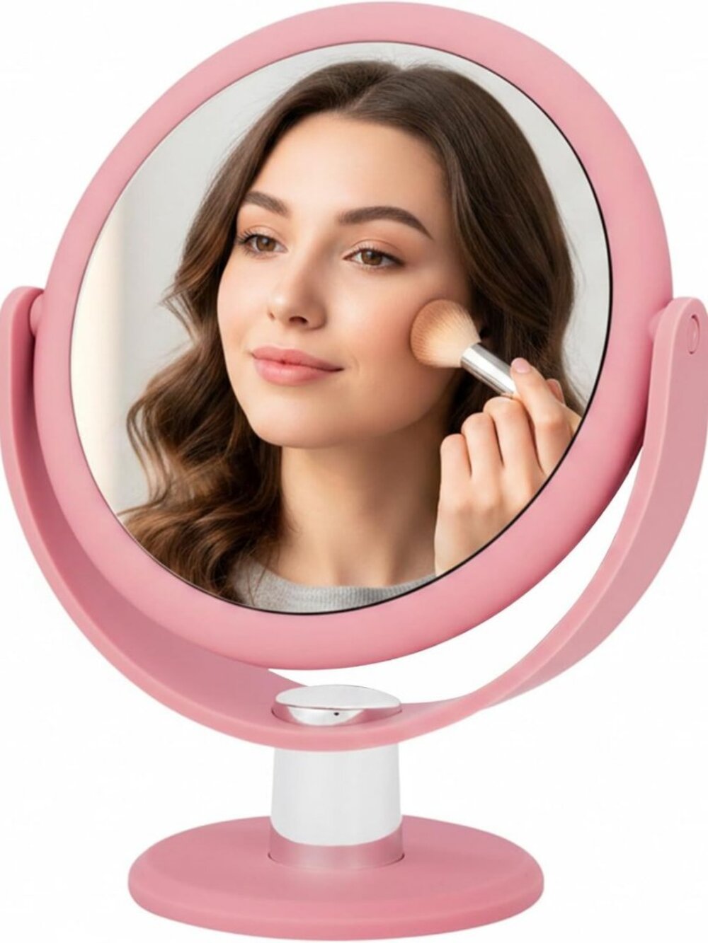 Soft Touch 10x Magnifying Vanity Mirror - Blush Pink, Perfect for Makeup